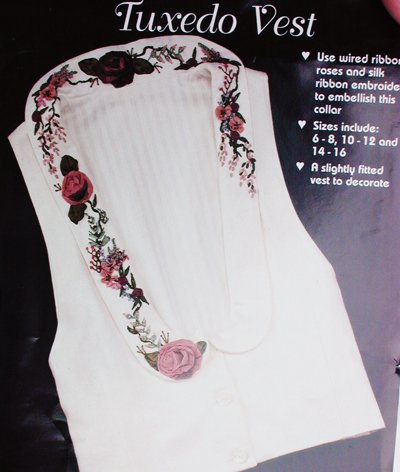 Tuxedo Vest sewing pattern silk ribbon embroidery sizes 6 to 16