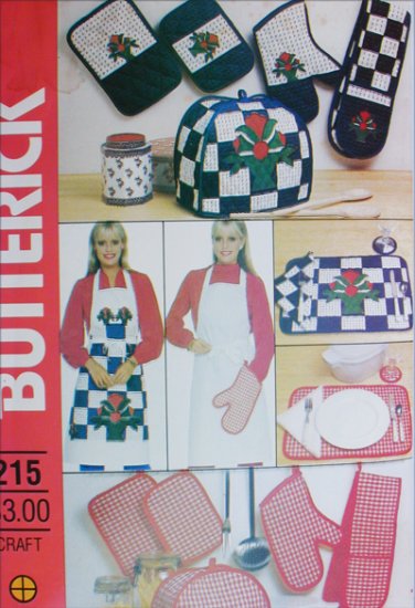 Butterick 215 sewing pattern kitchen accessories mitt apron toaster cover