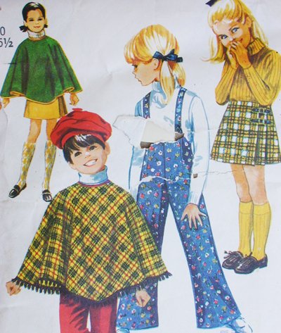 Simplicity 8425 sewing pattern girl poncho skirt overalls size 12 bust 30