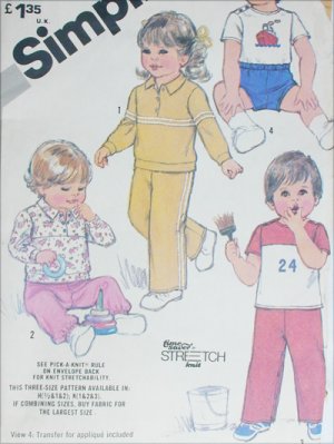 Simplciity 5398 sewing pattern toddler pants top sizes 1/2 to 2 stretch knits only