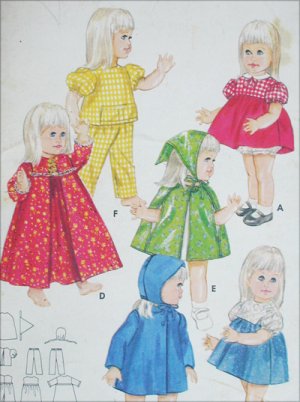Butterick 4169 toddler doll outfits sewing pattern doll 18 to 19 inches