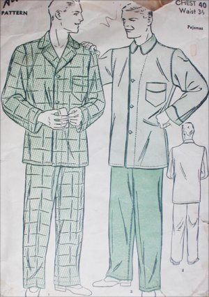 Advance 9900 vintage sewing pattern circa 1940 man's pajamas size chest 40