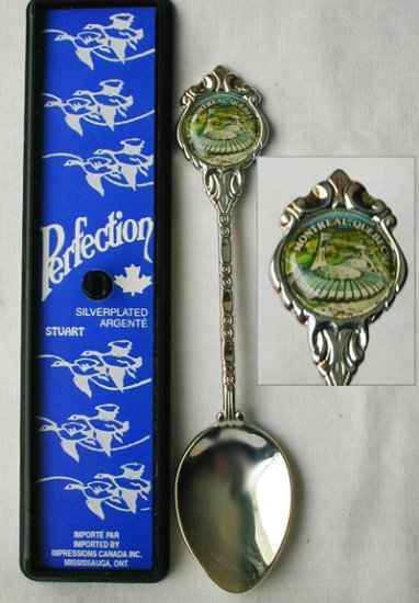 Silverplated souvenir spoon Montreal Quebec MIB Perfection Stuart