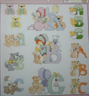 Cross stitch pattern booklet Alphabets for baby Leisure Arts