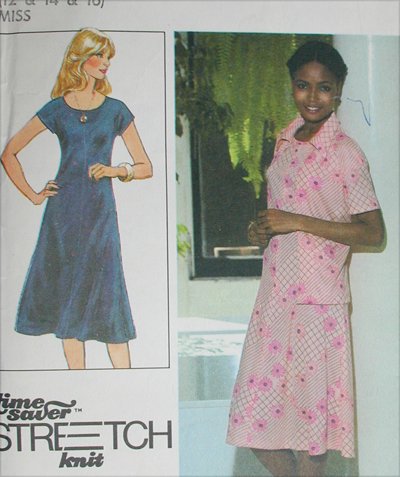 Simplicity 8416 dress sizes 12 14 16 Stretch Knits only 1978 sewing pattern UNCUT
