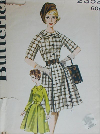 Butterick 2352 misses dress full skirt size 16 B36 circa 1960s vintage pattern