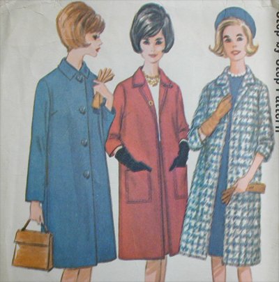 McCall 7027 misses coat size 16 B36 vintage 1963 sewing pattern