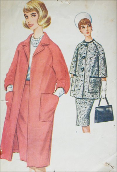 McCall 6196 coat and slim skirt misses size 16 B36 vintage 1961 sewing pattern