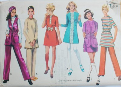 Simplicity 9029 mini dress pants vest size 14 B36 vintage 1970 sewing pattern