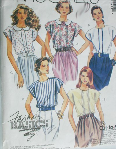 McCall 5241 summer blouses sewing pattern sizes 6 8 10