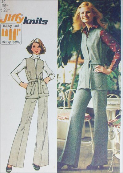 Simplicity 5858 misses pants vest size 14 B36 stretch knits sewing pattern