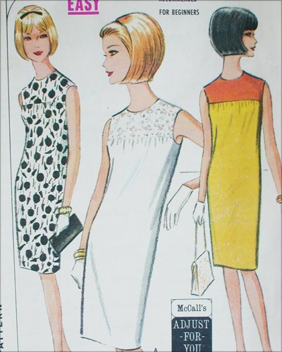 McCall 7813 misses slim sleeveless dess vintage 1965 sizes 14 16
