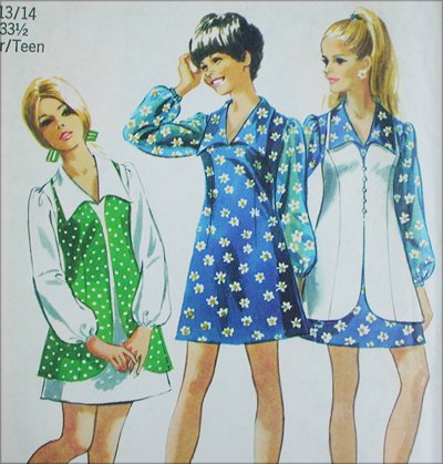 Simplicity 8710 mini dress vest size 13 14 vintage 1970 sewing pattern