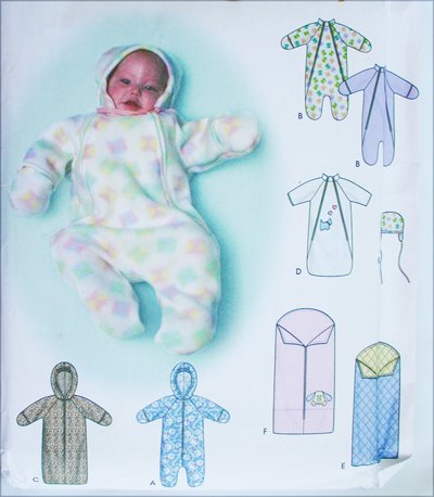 Simplicity 9418 baby blanket bunting hat sewing pattern sizes XXS XS S