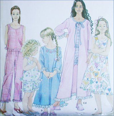 Simplicity 9292 girls sleepwear nightgown pajamas robe sizes 3 4 5 6 UNCUT pattern