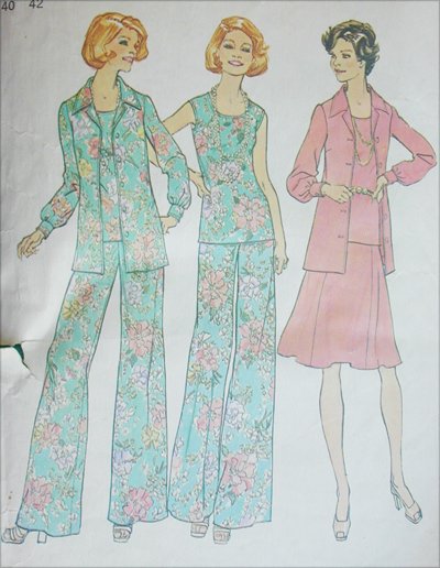 Simplicity 6854 misses skirt pants top jacket sizes 18 20 pattern 1974 vintage