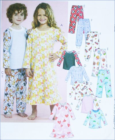 McCAll M5965 childs night gown tops pants sizes 4 5 6 UNCUT sewing pattern