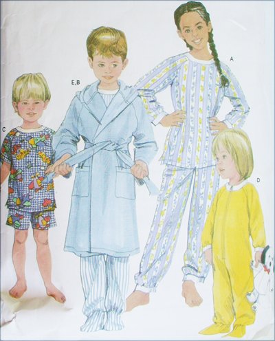 Simplicity 5874 UNCUT sewing pattern childs robe footed sleeper PJs sizes 3 4 5 6
