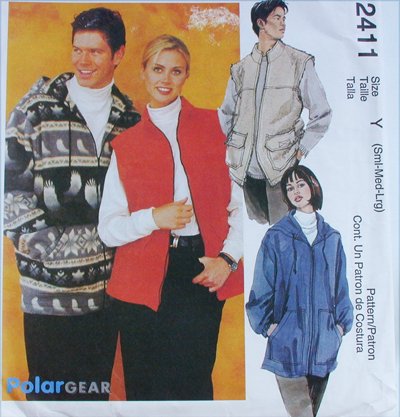 McCall 2411 misses mens unlined jacket vest sizes S M L UNCUT sewing pattern