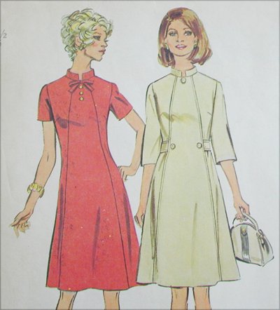 Simplicity 6158 dress vintage 1973 sewing pattern size 10 1/2 and 12 1/2 B33 or 35