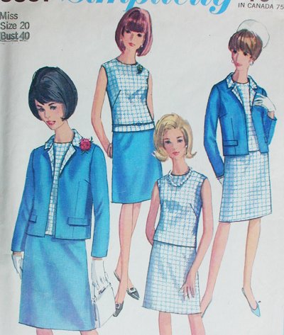 Simplicity 6891 misses skirt blouse jacket size 20 B40 vintage 1966 sewing pattern