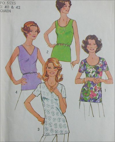 Simplicity 7911 misses sleeveless tank top T shirt sewing pattern sizes 40 and 42