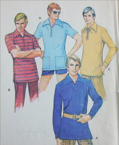 McCall 3068 retro mans pullover shirt stretch knits only size 38 to 40 sewing pattern