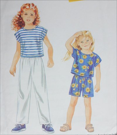 Simplicity 9467 childrens girls sewing pattern pants shorts top sizes 2 3 4 5 6 6X UNCUT