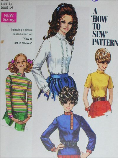 Simplicity 7734 blouse size 12 B34 vintage 1968 sewing pattern
