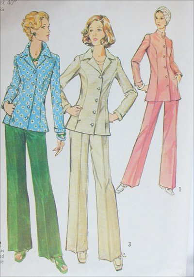 Simplicity 6229 misses shirt jacket pants size 18 B40 vintage 1974 sewing pattern