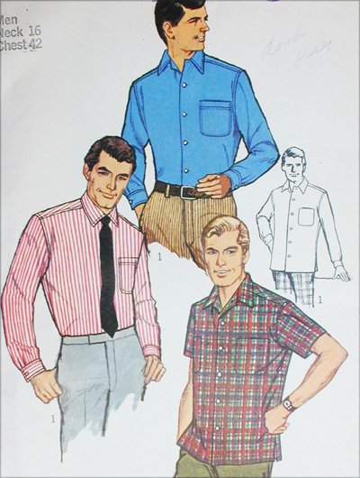 Simplicity 7745 mans shirt size neck 16 chest 42 sewing pattern
