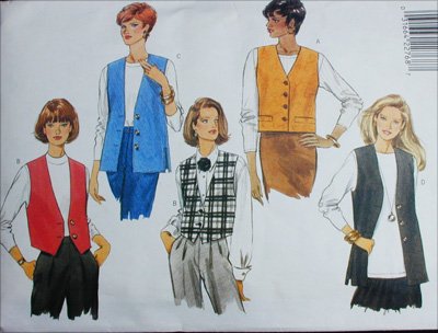 Butterick 4307 misses vest set size L XL sewing pattern
