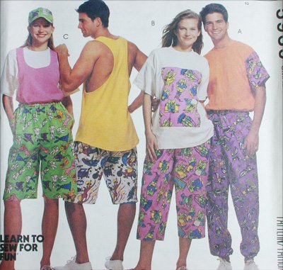 McCall 5939 unisex T shirt tank top pants shorts size S 32 1/2 to 34 sewing pattern