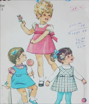 Simplicity 7880 toddler jumper and blouse size 1 vintage 1968 pattern