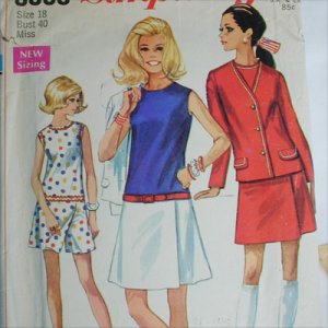Simplicity 8098 misses culotte dress and jacket size 18 B40 vintage 1969 sewing pattern
