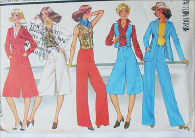 McCall 5638 misses jacket vest culottes pants size 12 vintage 1977 pattern