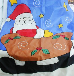 Christmas garden outdoor flag banner Santa in sled 28x44 inches