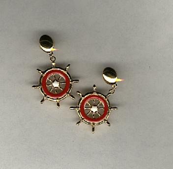 Avon Ship to Shore pierced earrings- red & white