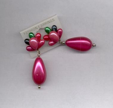 Pink and Green pierced earrings (#29)