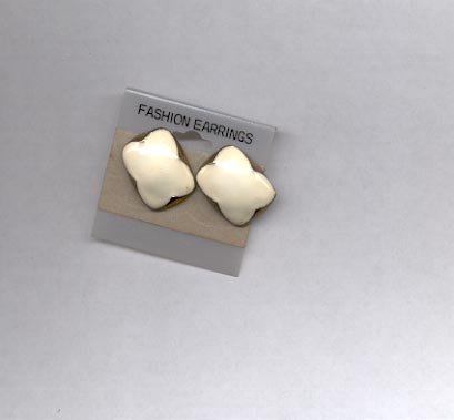 White with gold trim pierced earrings (#5)
