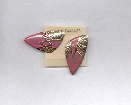 Goldtone, pink pierced earrings (#47)