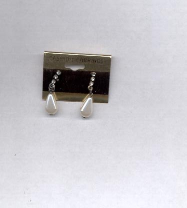 White with stones pierced earrings (#42)