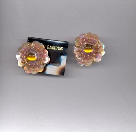 Clip on earrings with pinkish color (#157)