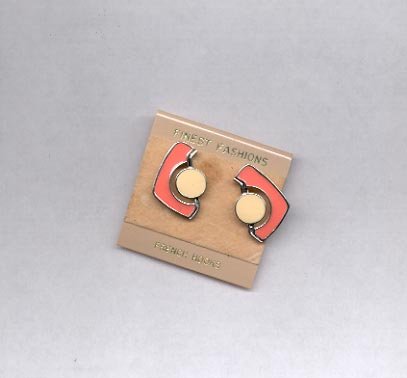 Pierced earrings (looks to be beige and coral) (#21)