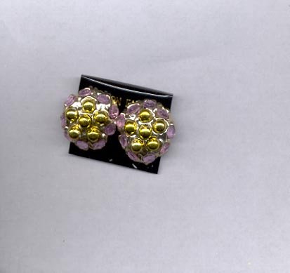 Goldtone with lavender clip on earrings (# 121)