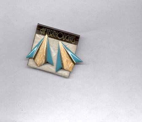 Turquoise and white pierced earrings (#138)