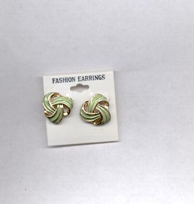 Green with goldtone pierced earrings (#142)