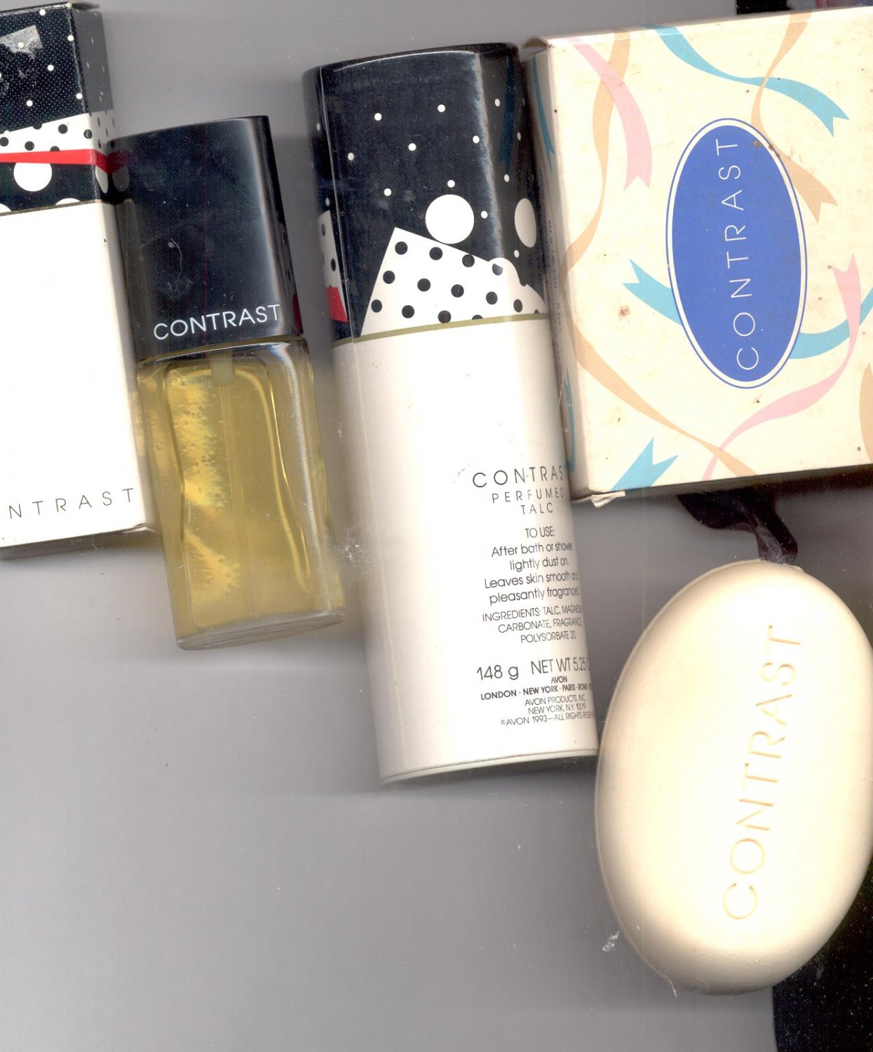 Avon CONTRAST Cologne, Talc, Soap (Lot # 8)
