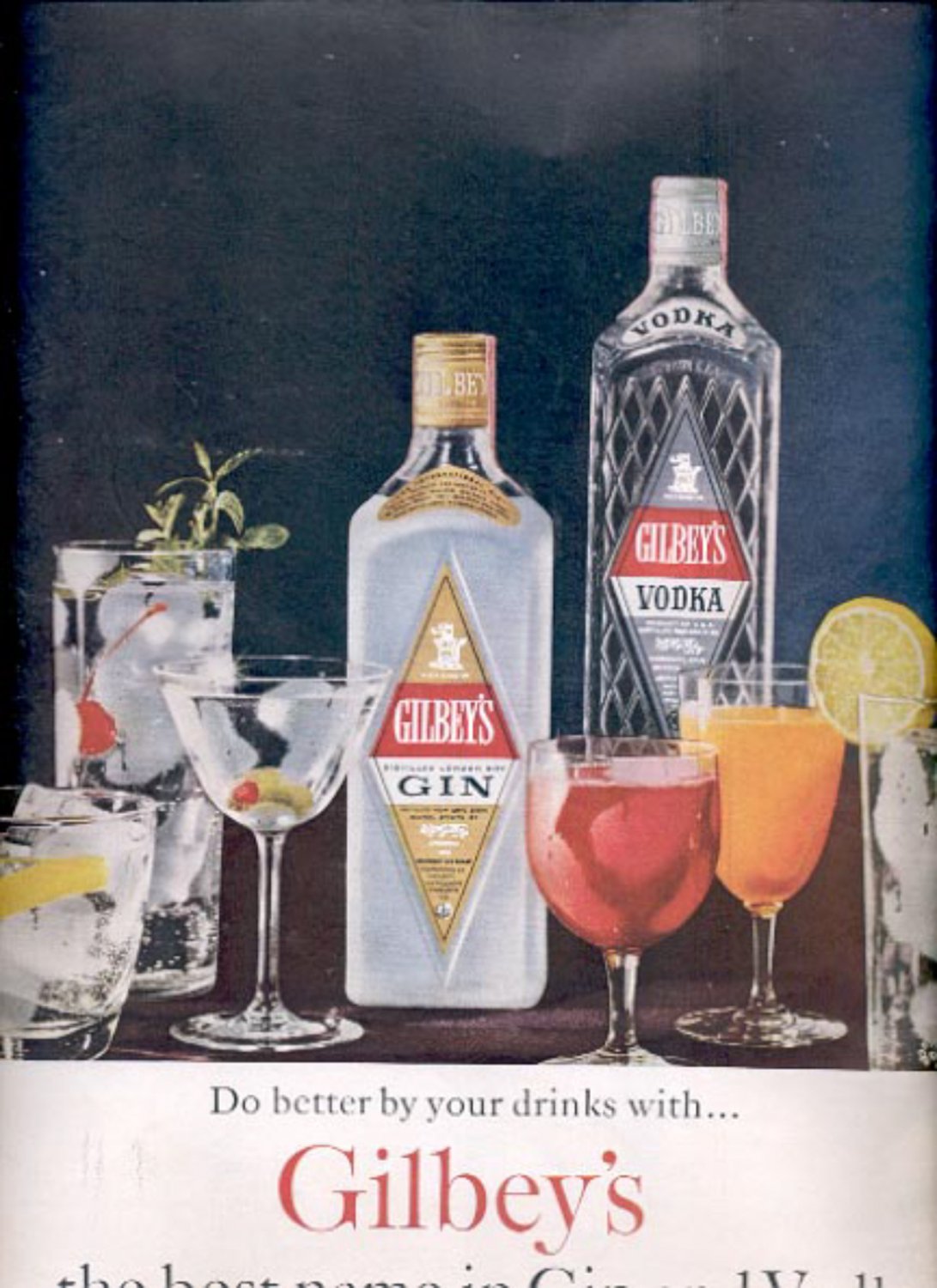 1960 Gilbey's Gin and Vodka ad (#5484)