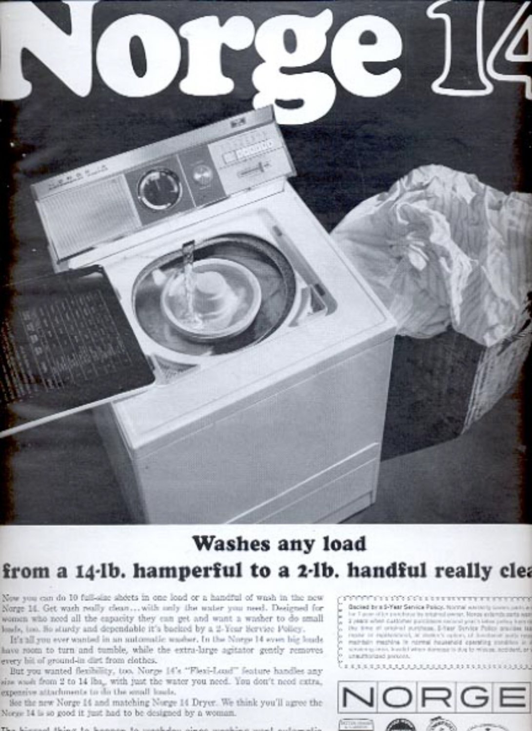 1963 Norge automatic washing machine ad (# 5337)